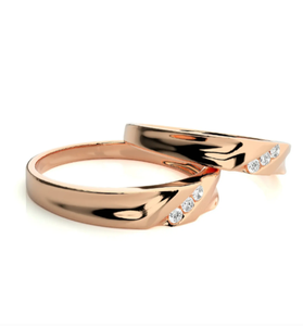 925 Sterling Silver Rose Gold Plated Zircon Bezel Setting Leaf Pattern Romantic <b>Couple</b> Rings - Product Image 3