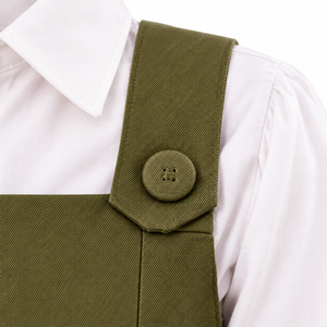 Robe d'uniforme scolaire vert olive pour filles, chemisier blanc à manches longues, jupe plissée, détail boutonné, élégante, pour l'école des enfants - Product Image 4