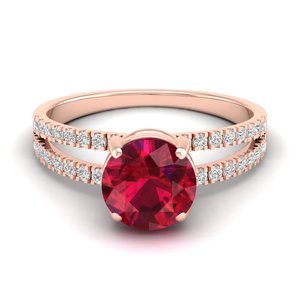 REYES <b>Dainty</b> Handmade 14K 18K Rose Gold Diamond Engagement <b>Rings</b> for Women Round Cut 2 Carat Ruby Gemstone Fine Jewelry - Product Image 1