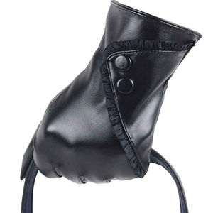 Gants mi-doigts en cuir marron de haute qualité pour hommes, mitaines chaudes d'hiver compatibles écran tactile pour le sport et les activités de plein air - Product Image 1