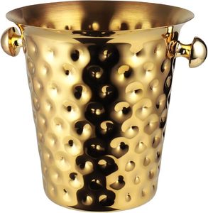 Seau à glace isotherme en acier inoxydable 5L couleur or avec poignées pour refroidissement du vin, accessoires de bar, traiteur, fêtes en extérieur - Product Image 2