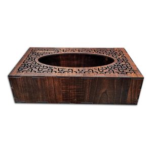 Boîte à mouchoirs universelle en bois, design chinois traditionnel, faite à la main, finition marron miel, écologique - Product Image 3