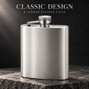 Gourde rectangulaire classique en acier inoxydable de 8 oz pour whisky avec bouchon articulé anti-fuite - Product Image 5