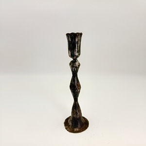 Candelabro de Hierro Forjado a Mano con Forma de Reloj de Arena, Portavelas Cónico Tipo Tulipán, Negro Antiguo, para Hoteles de Lujo y Bodas - Product Image 1