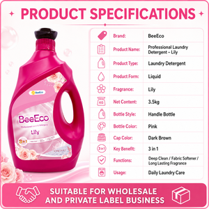Détergent à lessive liquide biodégradable écologique BeeEco Professional Lily 3,5 kg x 3, parfum floral, vente en gros, pour usage textile - Product Image 2