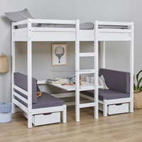 Lits modernes blancs pour enfants Meubles en bois massif Lits superposés pour enfants avec module lounge et dessus de table réglable pour villa appartement