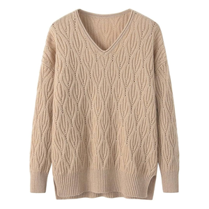 Women's V-Neck Knit <b>Cardigan</b> Long Sleeve Solid Color Button Front <b>Pockets</b> Autumn Winter Casual Sweater 100% Acrylic - Product Image 4