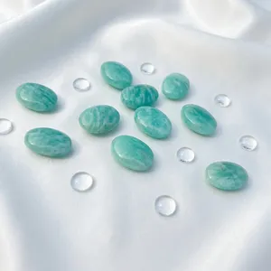 Cabochon ovale en amazonite naturelle, pierre précieuse en vrac de haute qualité, polie et calibrée, vente en gros pour la création de bijoux minimalistes - Product Image 6