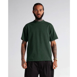 T-shirt en coton vert foncé pour homme, coupe classique, col rond, manches courtes, couleur unie, style décontracté - Product Image 1