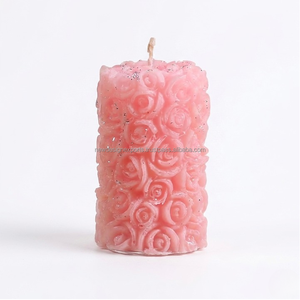 Artisanal Rose Garden Pillar – Intricate Floral Sculptural Candle for Bridal Luxury - Product Image 1