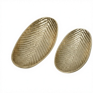 Antique Gold Textured <b>Rectangle</b> Decorative Tray with Handles Aluminum Serving Tray for <b>Coffee</b> <b>Table</b> Home Decor - Product Image 5