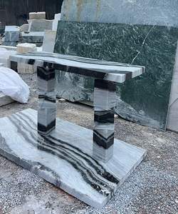 <b>Marble</b> Solid Surface Water Resistant Modern <b>Console</b> <b>Table</b> with Polished Finish and Square Edge for Interior Use - Product Image 1