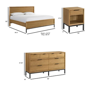Modern Scandinavian Solid Wood Bedroom Set Queen Size with Storage <b>Drawers</b> and Matching Furniture - Product Image 2