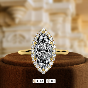 1CT Marquise Lab Grown Diamond Bridal <b>Ring</b>, Halo Wedding <b>Ring</b>, Marquise Cut <b>Ring</b> Pave <b>Set</b> <b>Ring</b> , IGI Certified Promise <b>Ring</b> - Product Image 3