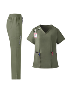 Hospital Uniforms Nurse Uniform <b>Tops</b> Short-sleeved V-neck Work Shirt for Women Comfortable Hospital Workwear Nursing <b>Scrubs</b> <b>Tops</b> - Product Image 3