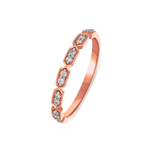 Elegante Anillo de Compromiso de Diamantes Solitarios en Oro Rosa de 18K y Conjunto Nupcial con Anillo de Boda Apilable de Diamantes a Juego - Product Image 4
