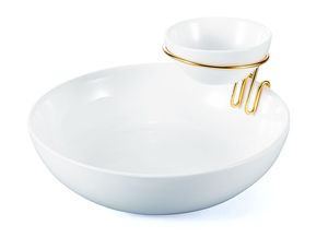 Bol décoratif pour chips et sauce, ensemble de service à double compartiment, bol pour snacks et sauce, plateau pour chips et sauce, bol de service avec support pour sauce - Product Image 3