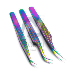 Pince à épiler professionnelle en acier inoxydable doré à pointe incurvée pour extensions de cils volume haute précision, outils de maquillage - Product Image 4