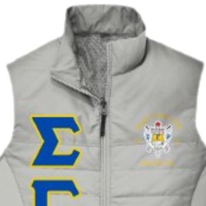 Chaleco Aislante de la Hermandad Sigma Gamma Rho, Personalizado con Bordado, Acolchado, Sin Mangas, Ligero, para Exteriores, Casual - Product Image 2