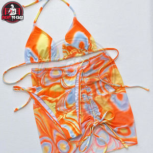 Servicio OEM ODM al por Mayor, Bikini Sexy con Tinte Tie-Dye, Conjuntos de Bikini de Malla para Mujer, Traje de Baño de Tres Piezas, Ropa de Playa - Product Image 5
