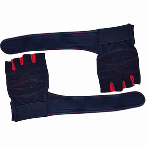 Half Finger <b>Gloves</b> Black Red Breathable Mesh Adjustable Wrist Strap Unisex Summer <b>Fitness</b> <b>Gloves</b> - Product Image 3