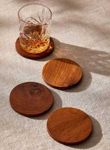 <b>Round</b> Wooden Coasters <b>Set</b> of <b>4</b> Modern Non-Slip Drink Pads <b>for</b> Home Kitchen <b>Dining</b> <b>Table</b> Decor - Product Image 3
