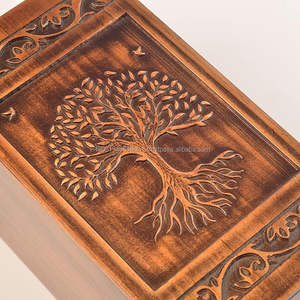 Urnes en bois d'acacia et de manguier personnalisées en gros Boîte en bois Cendres de crémation pour adultes avec motif gravé Fournitures funéraires - Product Image 3