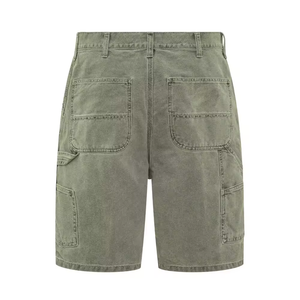 Short cargo long ample en sergé de coton pour homme, avec fermeture éclair, six poches, en pur coton - Product Image 2
