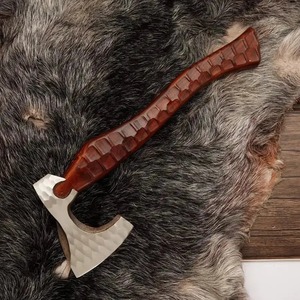 Custom Handmade <b>Axe</b> Head in Carbon Steel with Wood <b>Handle</b> Leather Sheath Industrial & DIY Grade 5in Blade 20in Overall Length - Product Image 4