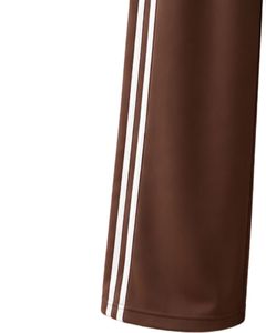 Manufacturer Custom Brown Wide Leg Track <b>Pants</b> With White Side Stripes Women Casual Loose Fit Elastic Waist Streetwear Trousers - Product Image 3
