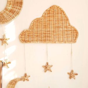 Décoration murale en rotin en forme de nuage pour chambre d'enfant, chambre de bébé, anniversaire, fête - Product Image 2