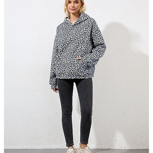 <b>Leopard</b> <b>Print</b> Streetwear Hoodie Cotton Fleece <b>Sweatshirt</b> Men Women Pullover Custom Logo Wholesale - Product Image 5