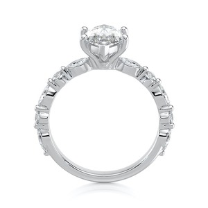 Anillo de Compromiso con Diamante Cultivado en Laboratorio de Corte Marquesa de 5.40CT, Oro Blanco con Piedras Laterales, Joyería Fina para Novia, Venta al Por Mayor - Product Image 2