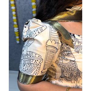 Vestido Anarkali VASTRA COTTAGE con Estampado Dola Kalamkari Suave y Brillante, con Borde Jacquard Dola y Dupatta, para Fiestas Pongal - Product Image 2