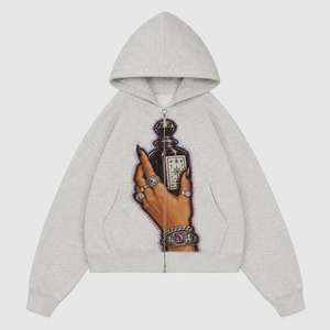 Hoodie en tissu tricoté 100% coton, molleton coton-polyester, coupe ample et carrée, épaules tombantes, broderie effet usé, impression DTG disponible - Product Image 5