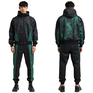 Survêtement de luxe pour homme en carbone, coupe-vent à capuche, avec broderie unie, léger et tendance pour l'hiver - Product Image 2