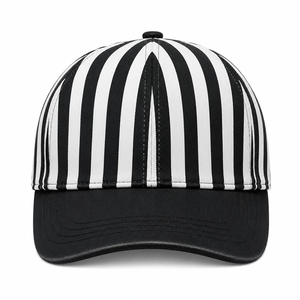 Gorra de Árbitro Personalizada Unisex con Rayas Blancas y Negras, Visera Curva, Seis Paneles, Gorra Deportiva para Oficiales, Gorra de Béisbol con Logotipo Personalizado, Gorro para el Día del Partido - Product Image 1