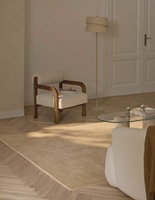 Tapis en laine beige doux, abstrait, tufté à la main, à poils ras épais, moderne, minimaliste, moelleux, antidérapant, écologique, antibactérien, adapté aux animaux domestiques