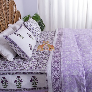 Meilleure qualité main bloc imprimé coton Dohar lit Double nouvelle Collection à la main jaune Floral polaire jette Raschel couverture - Product Image 3