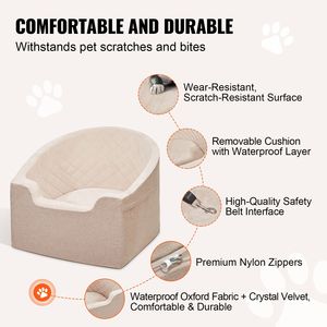 Sedile Rialzato Impermeabile per Cani da Auto con Tasca Portaoggetti e Guinzaglio di Sicurezza, Letto per Cani da Auto con Applicazione a Forma di Pecora - Product Image 3