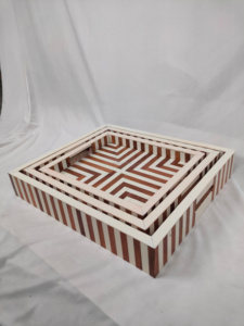 Plateau en bois avec travail en résine et incrustation de mosaïque plateau de service décoratif pour salon chambre et cuisine pièce de décoration de maison de luxe - Product Image 4