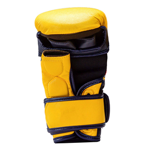 Gants de boxe en cuir PU bleu et jaune avec sangle de poignet Velcro pour adultes, entraînement d'arts martiaux, gants de MMA avec OEM - Product Image 6