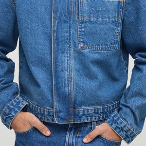 Quality Casual Embroidered Windproof Oversized Drop Shoulder Denim <b>Jeans</b> <b>Jacket</b> for Men Distressed <b>Black</b> 100% Cotton Winter - Product Image 4