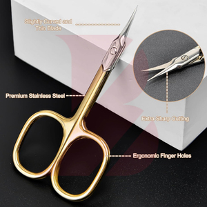 Tijeras de Manicura Extra Finas Curvadas de Color Dorado 2026, Tijeras Pequeñas Profesionales para Cutículas - Product Image 2