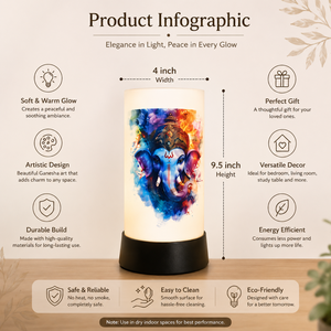 Lord Ganesha <b>LED</b> Table Lamp Spiritual Decorative Night <b>Light</b> Warm Glow Bedside Temple Home Meditation Gift Electric Desk Lamp - Product Image 5