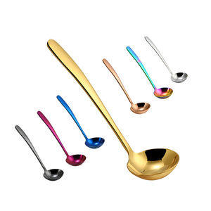 Cuchara de sopa de mango largo para hot pot, cuchara de servir de acero inoxidable dorado, utensilios de cocina - Product Image 1