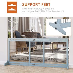 Cancelletto per Animali Domestici Extra Largo 183 cm L x 70 cm A, Recinzione Regolabile in Metallo per Cani e Gatti, Blu-Grigio con Chiusura a Bottone - Product Image 5