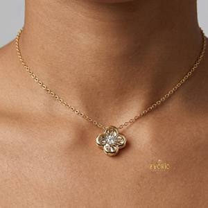 Nouveau design Collier pendentif fleur en or massif 18 carats avec diamant dansant tendance, cadeau, vente en gros - Product Image 2