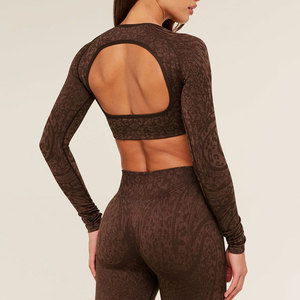 Soutien-gorge de sport athlétique pour femme, coupe ajustée, sans manches, col en V, séchage rapide, en coton tricoté et élasthanne - Product Image 2