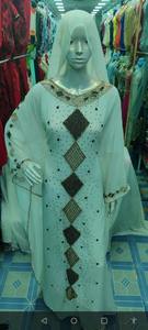 Caftán Marroquí, Hermoso Caftán de Colores, Tradicional Musulmán, Adornado con Cuentas de Piedra, Hecho a Mano, Largo hasta el Suelo, Manga Media, Elegante, para Bodas y Fiestas - Product Image 2